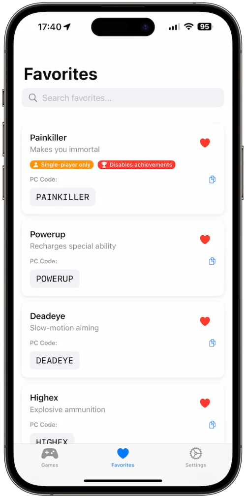 Favorites System