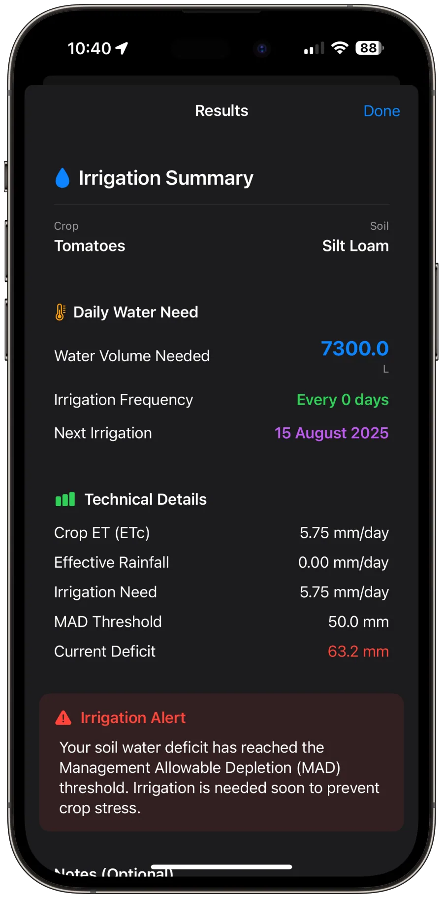 Irrigation Summary iOS App