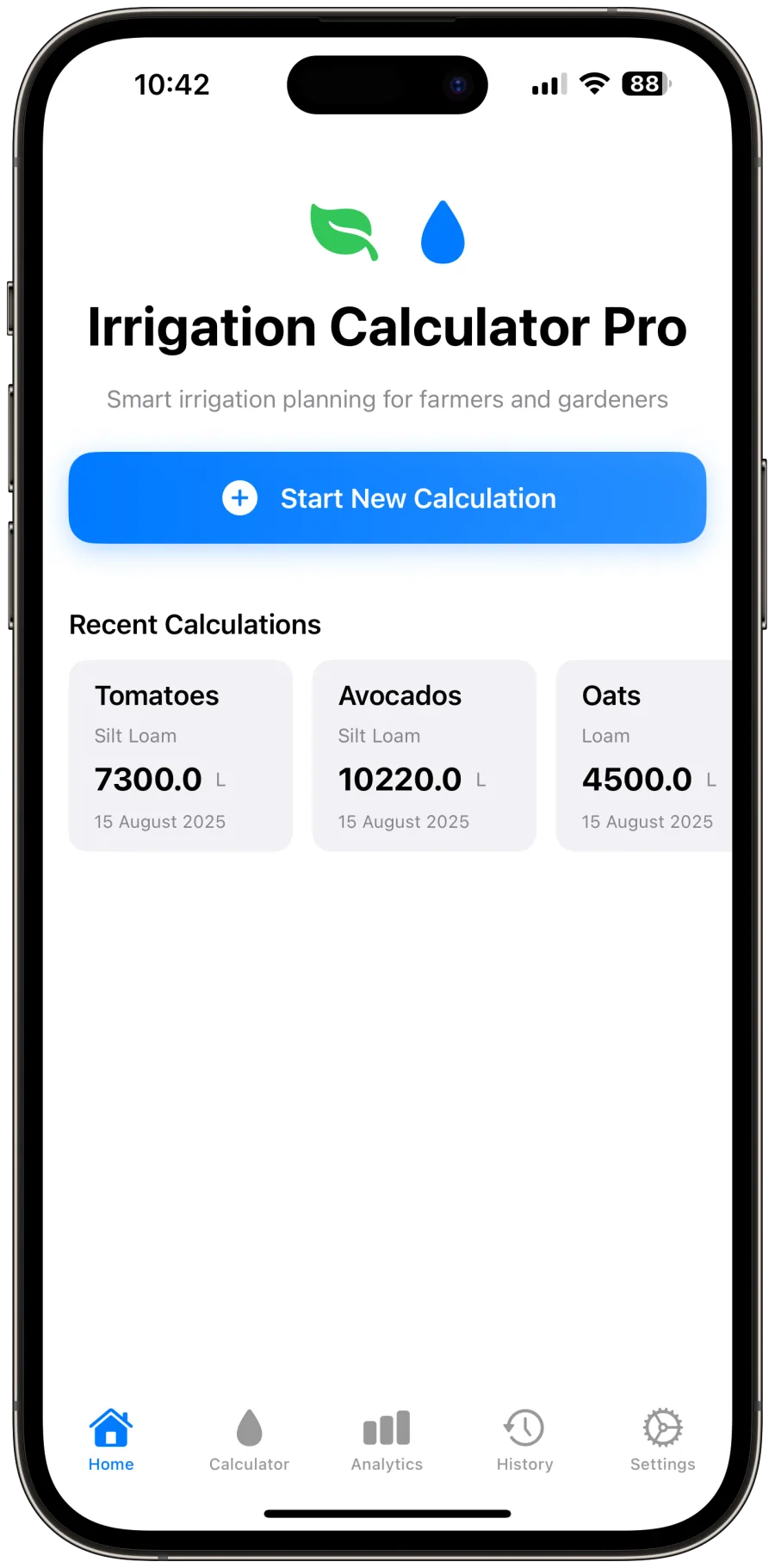 irrigation calculator pro app from iOS app store