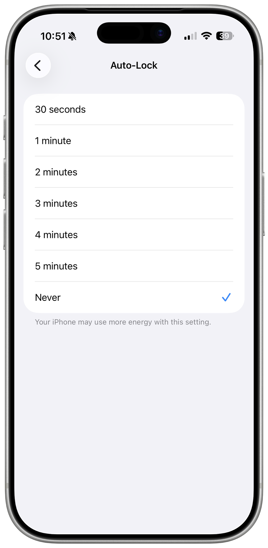 Display Auto Lock on iOS