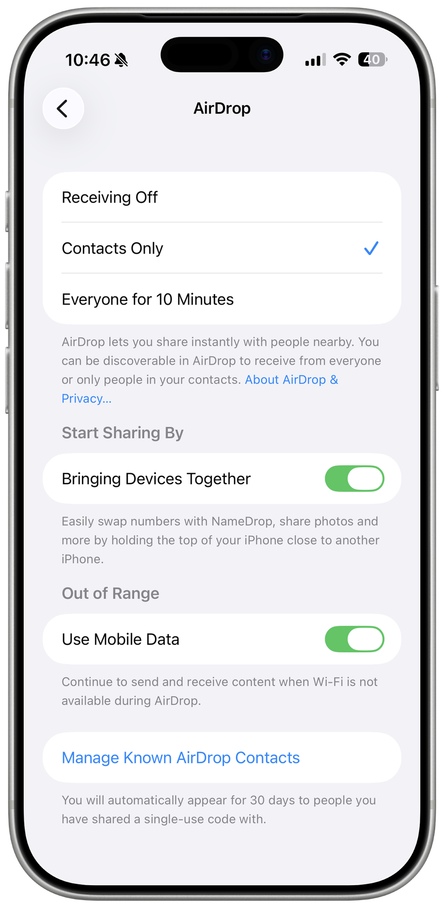 General Airdrop on iOS