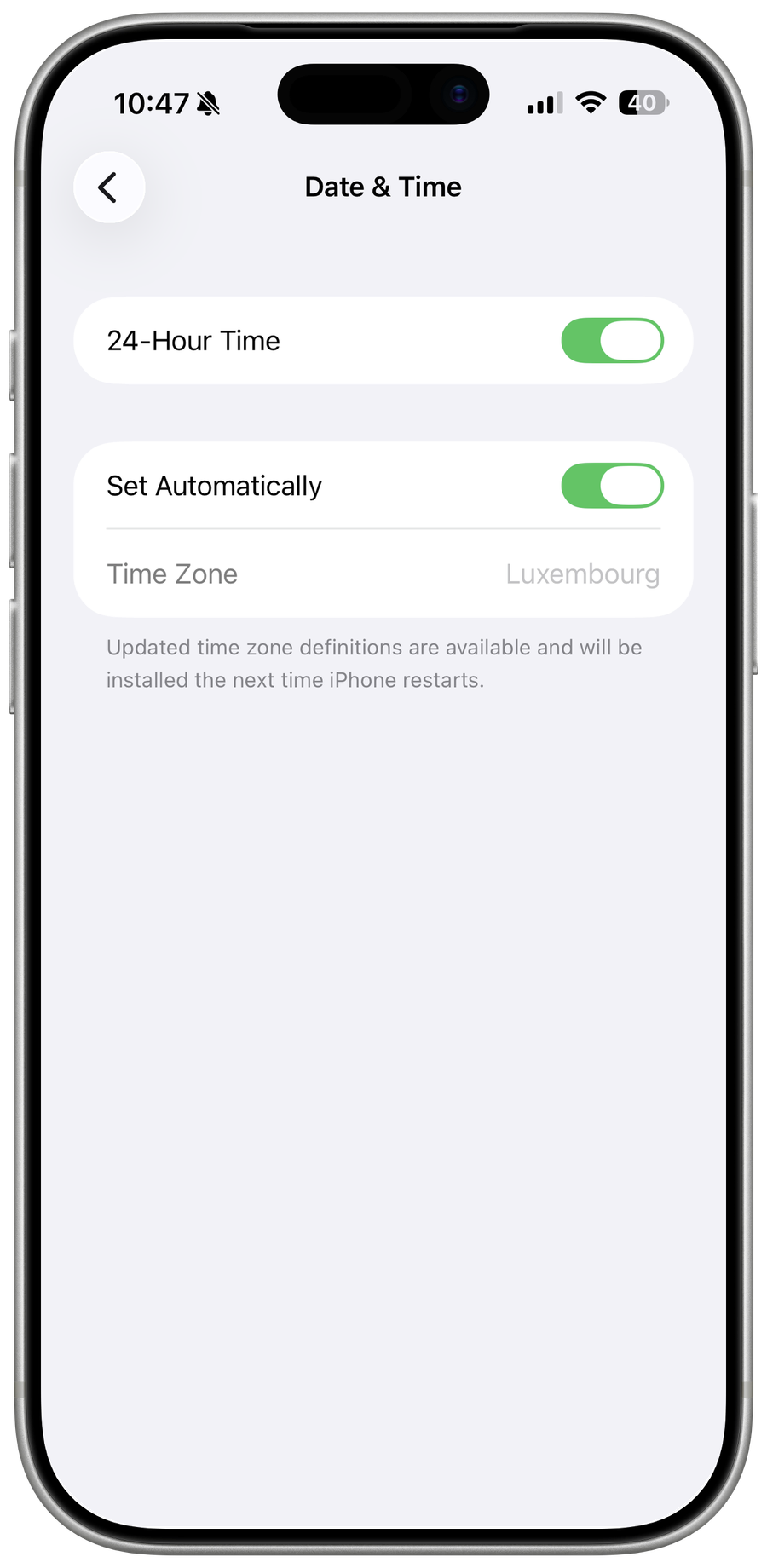 General Date Time on iOS