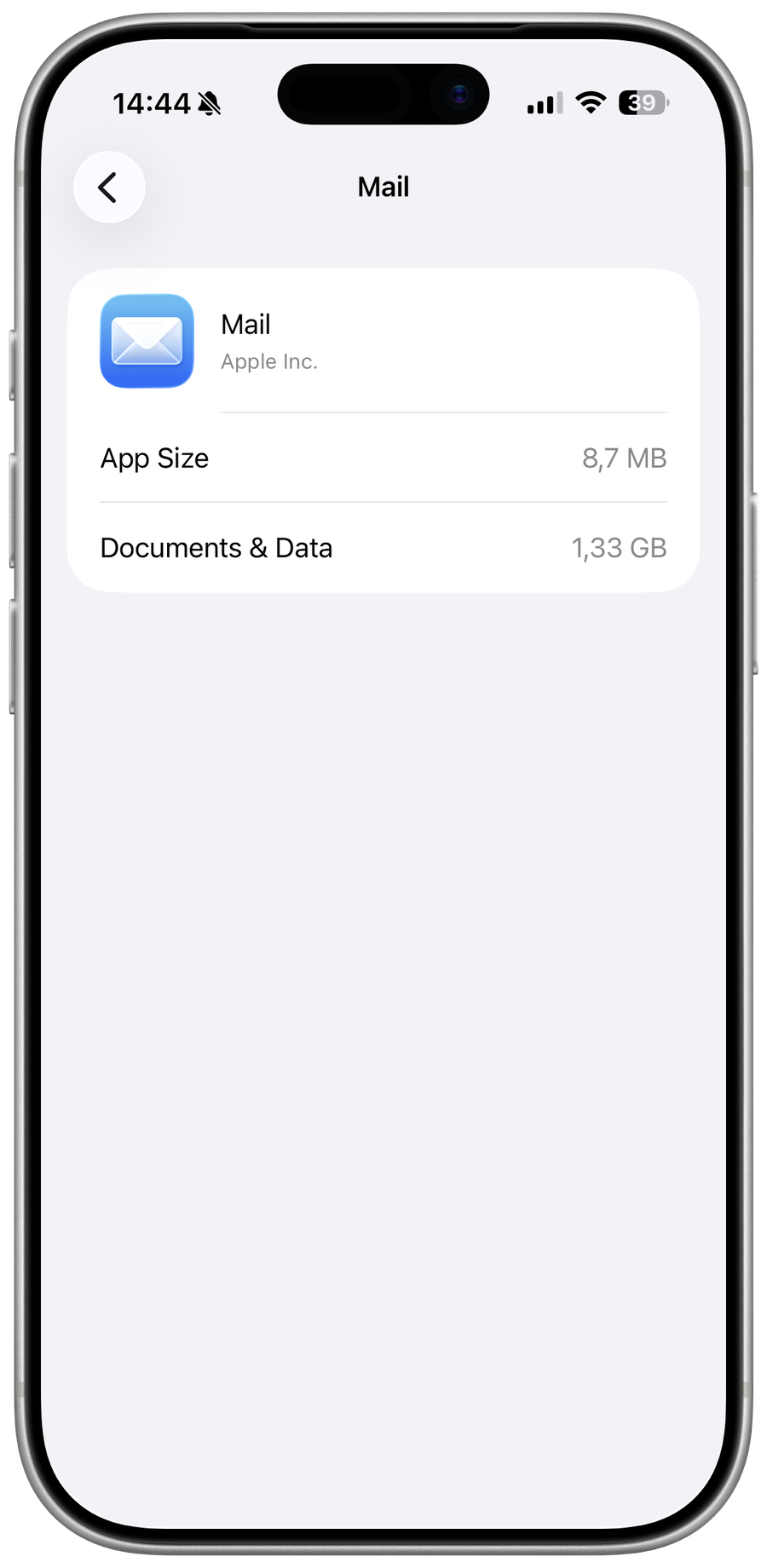 Iphone Storage App Detail on iOS