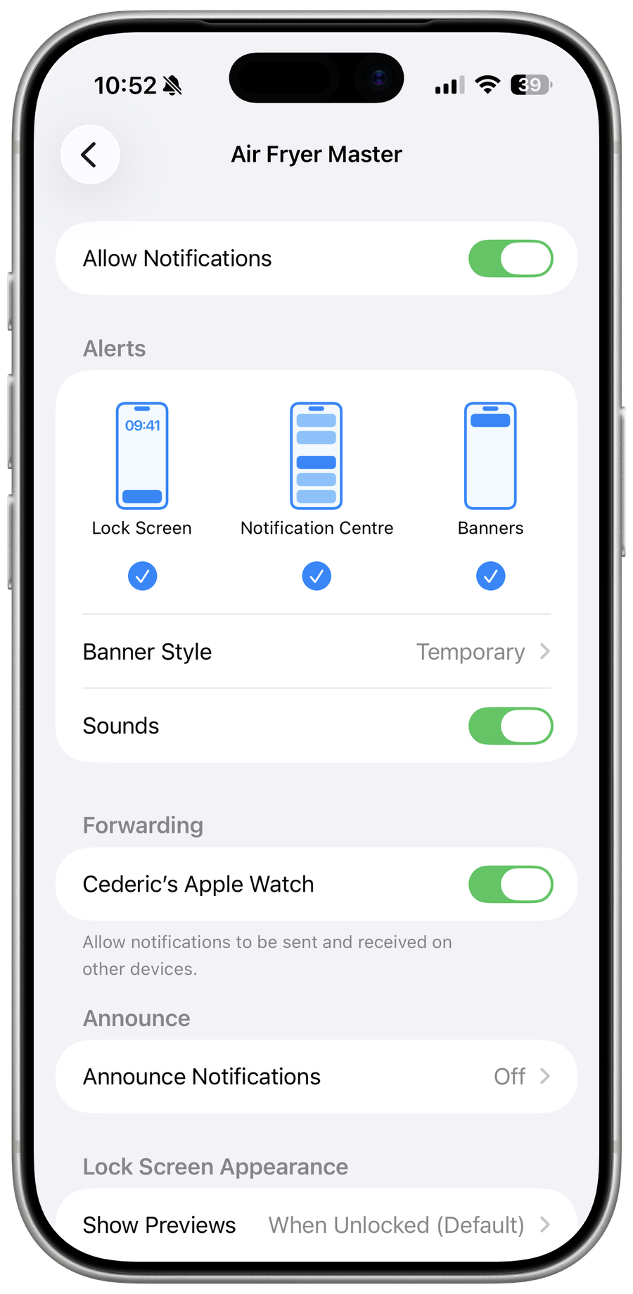 Notifications App Example on iOS