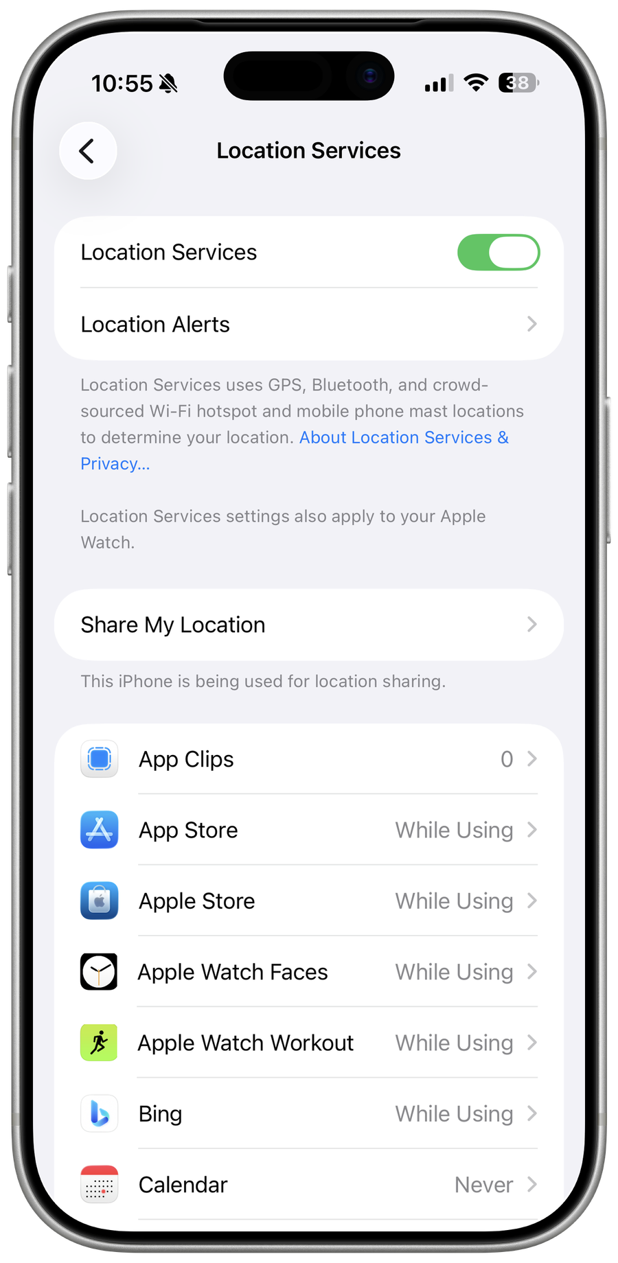 Privacy Location Services on iOS