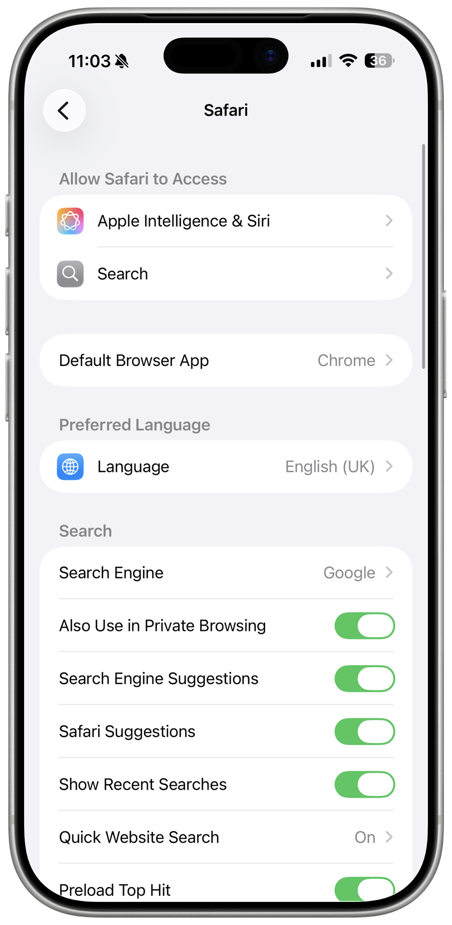 Safari Settings Overview on iOS