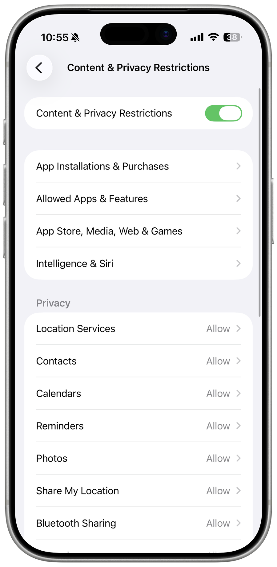 Screen Time Content Privacy on iOS