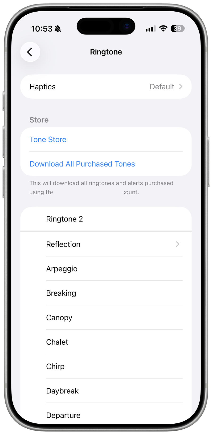 Sounds Ringtone List on iOS