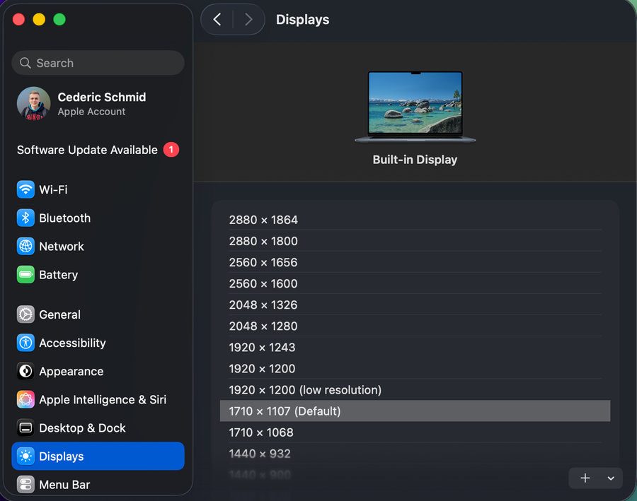 Displays Resolution in macOS