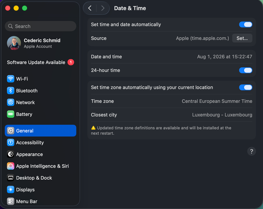 General Date Time in macOS