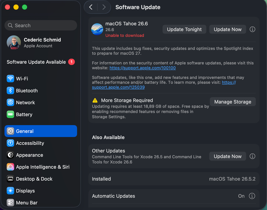 General Software Update in macOS