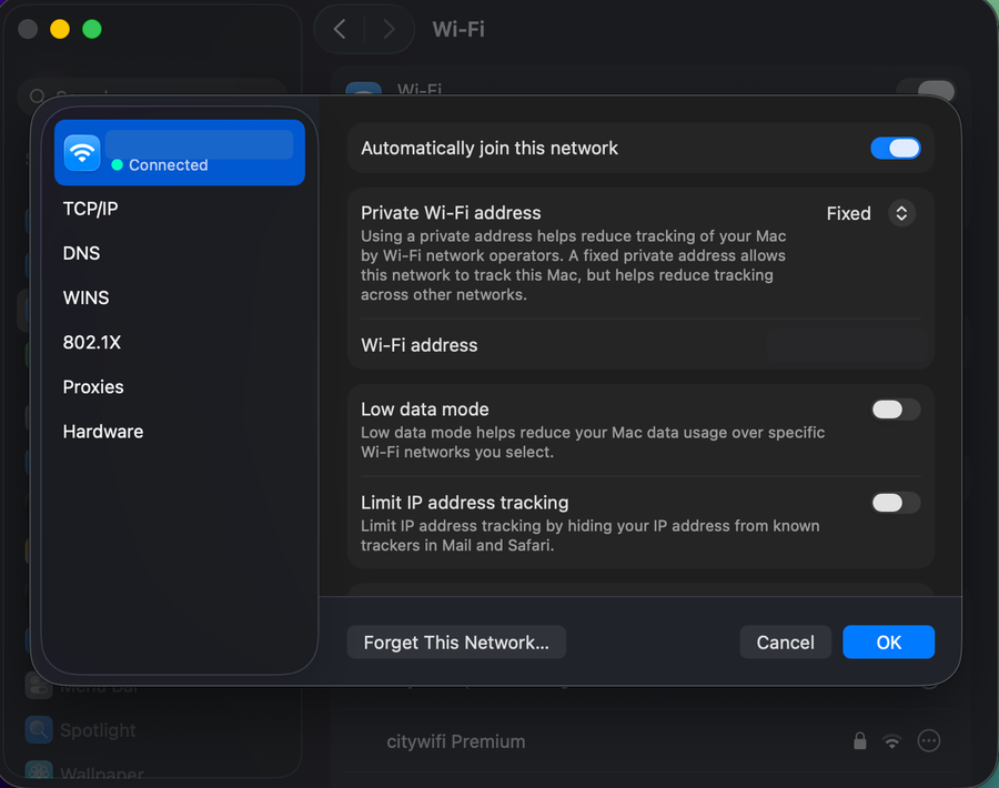 Network Wi-Fi Details in macOS