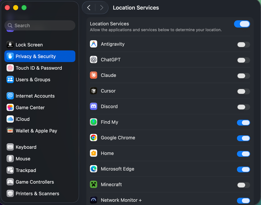 Privacy Location Services in macOS