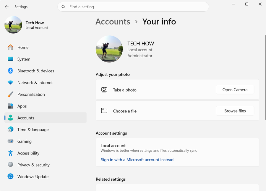 Accounts Your Info on Windows 11