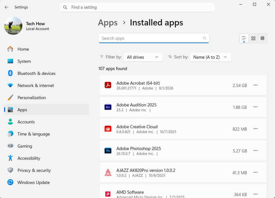 Apps Installed Apps on Windows 11