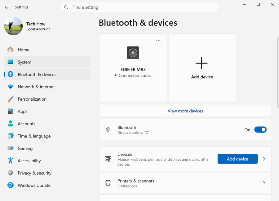 Bluetooth Devices Overview on Windows 11