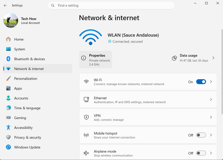 Network Internet Overview on Windows 11