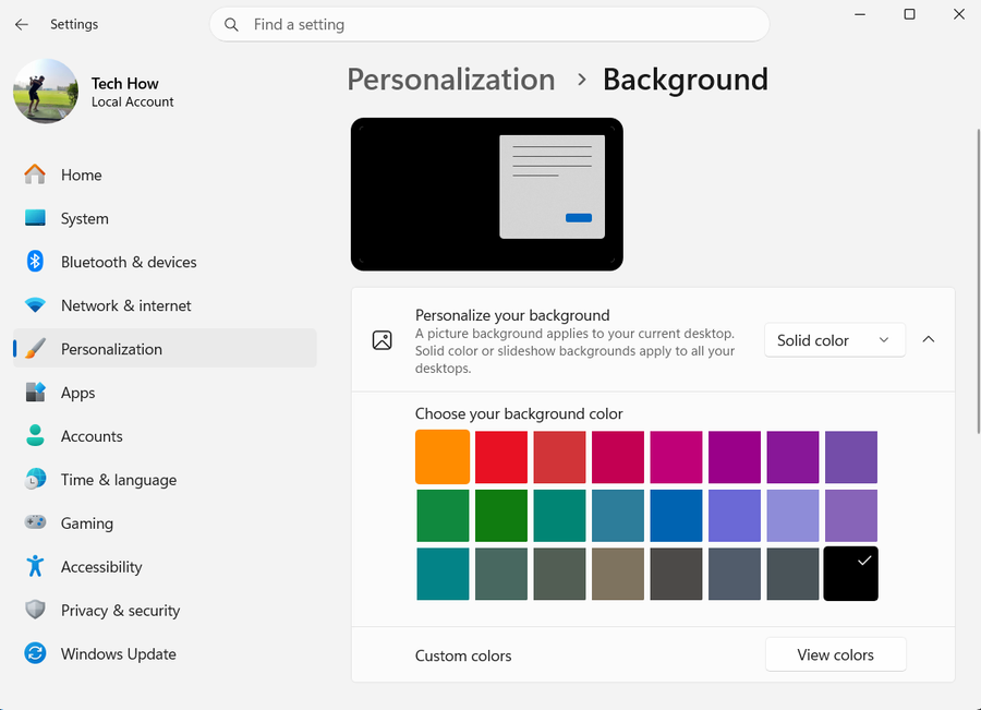 Personalization Background on Windows 11