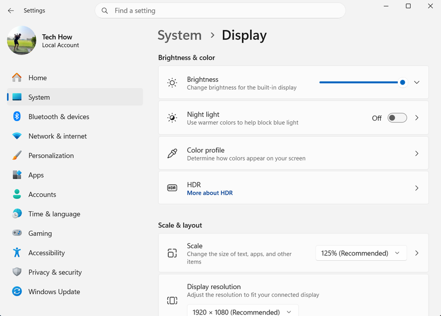 System Display Overview on Windows 11