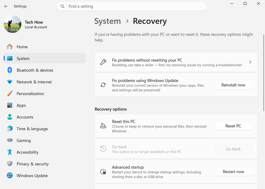 System Recovery on Windows 11