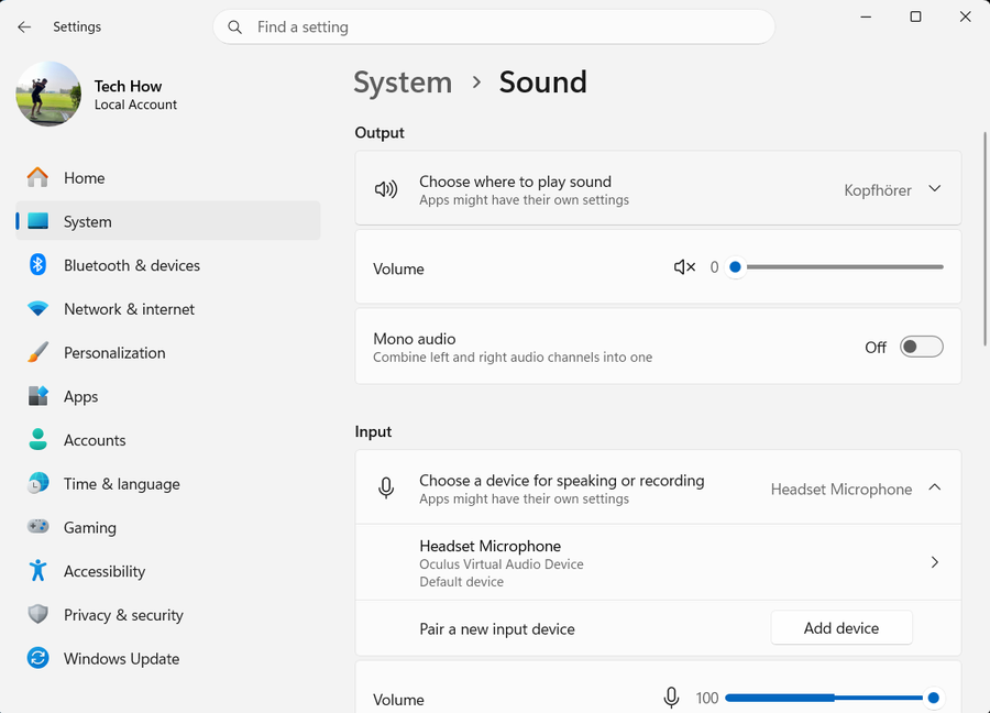 System Sound Overview on Windows 11