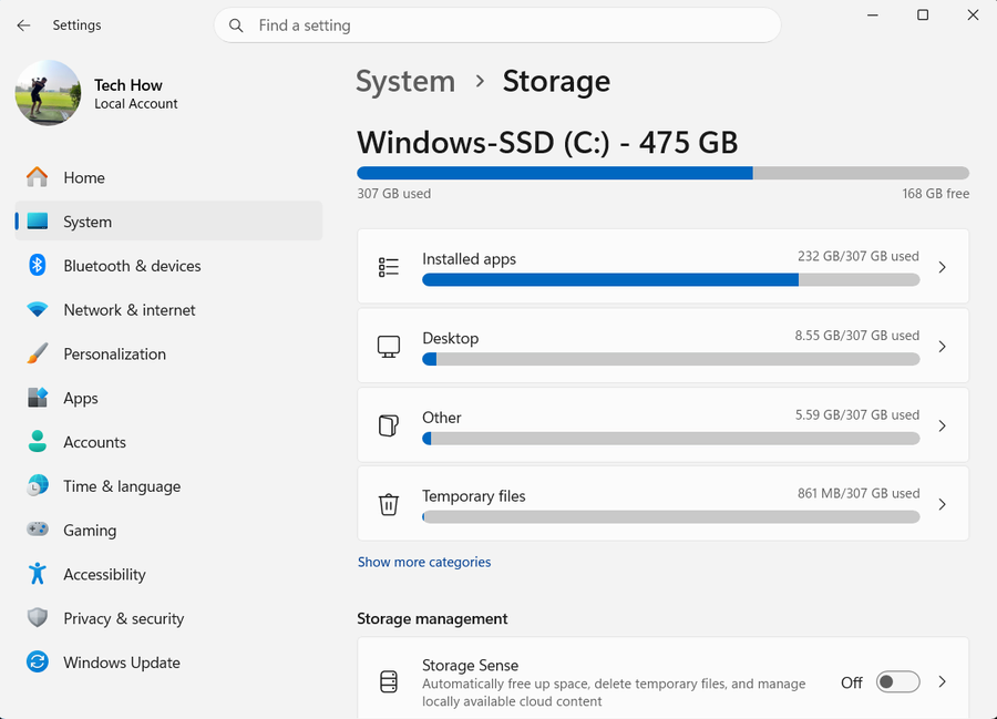 System Storage Overview on Windows 11