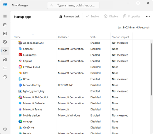 Task Manager Startup Apps on Windows 11