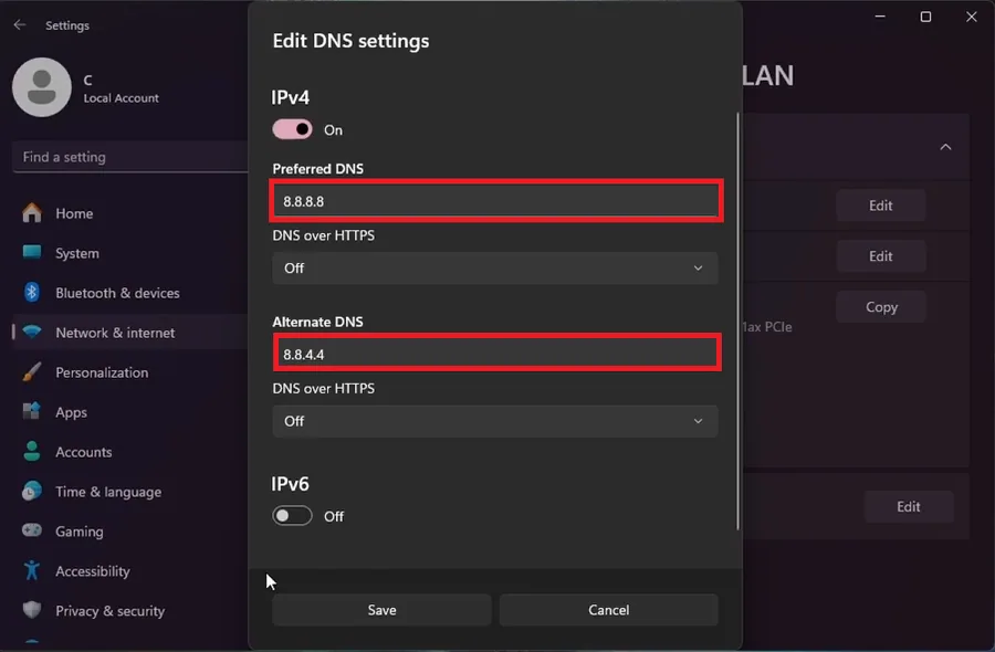 dns server address