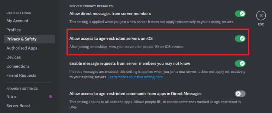 allow access to age-restricted servers