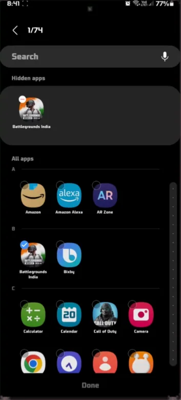 find hidden apps on samsung