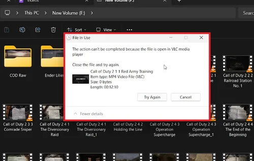 file in use error