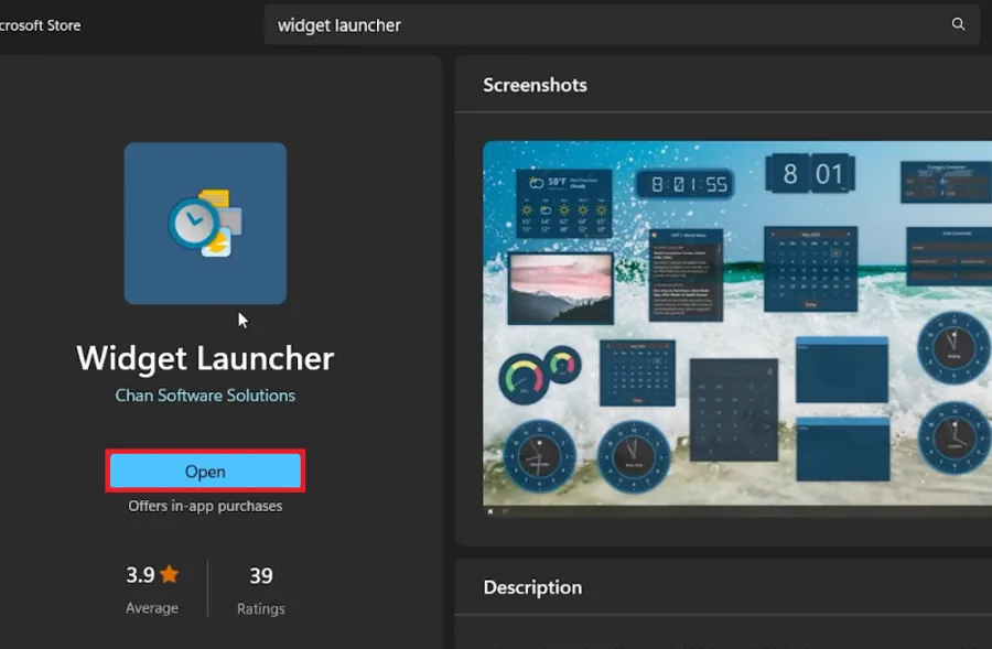 install widget launcher