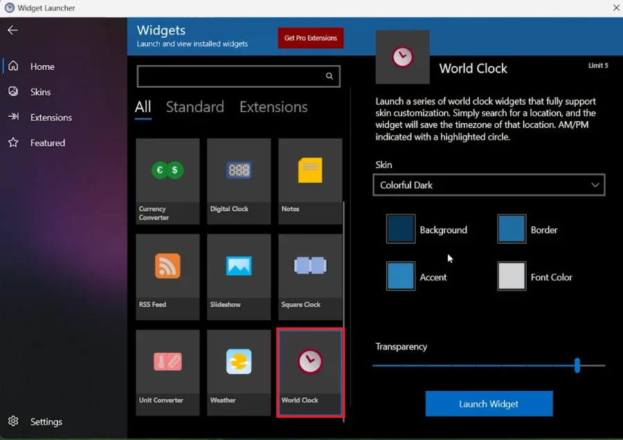select and edit clock