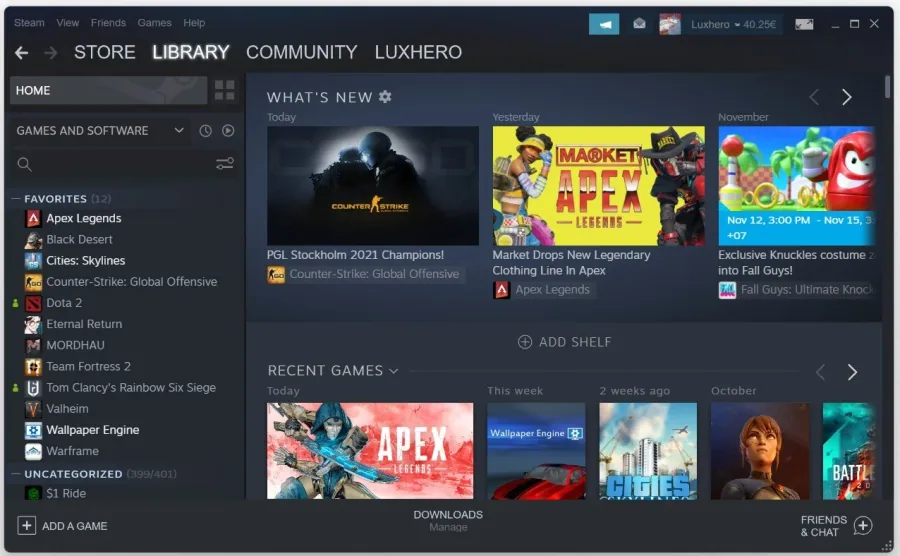 Steam library