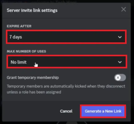 edit discord invite link