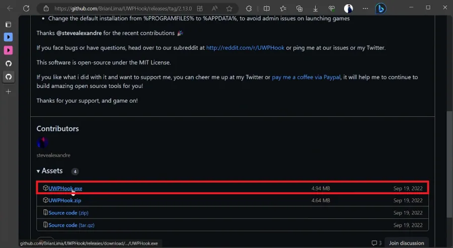 install uwphook