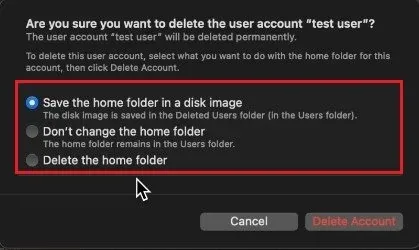 Delete User Account