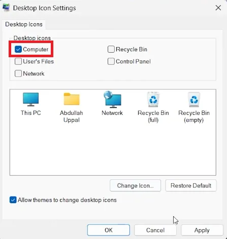 desktop icon settings