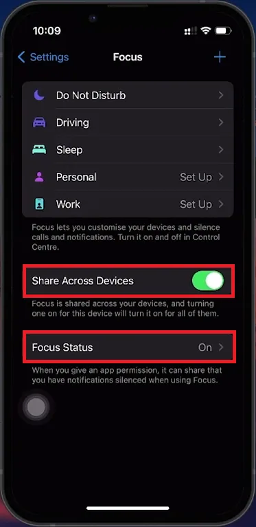 focus main settings