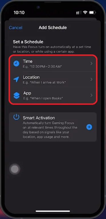 focus mode schedule