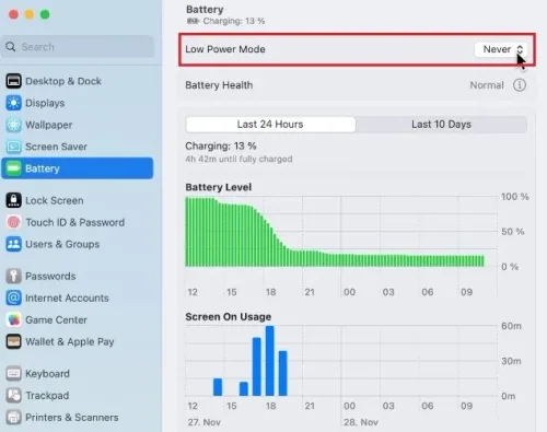 System Settings > Battery