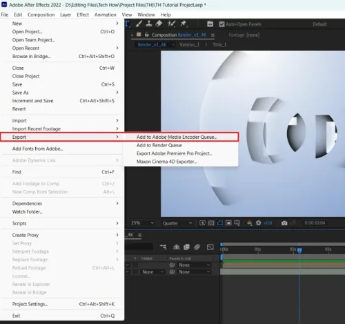 add to media encoder to export