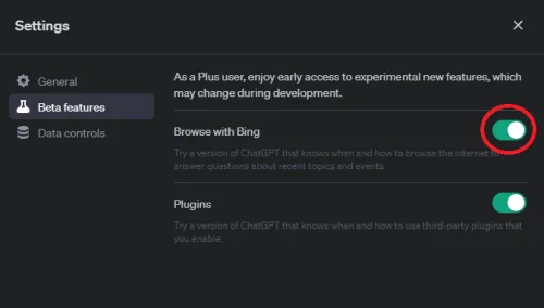 enable browse with bing