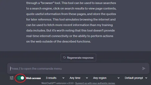 web access enabled for webchatgpt