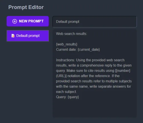 WebChatGPT Prompt editor
