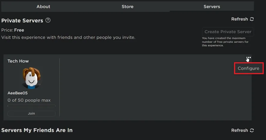configure private server