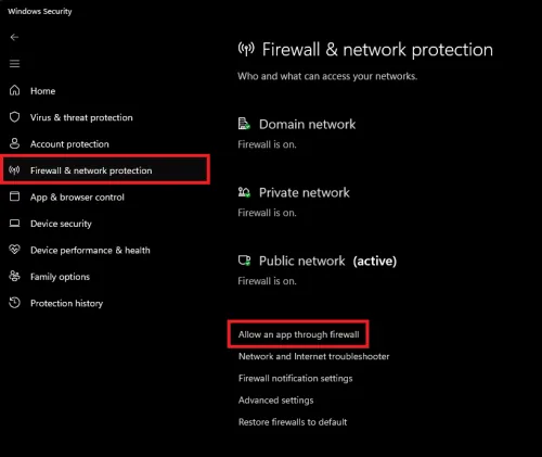 firewall and network protection