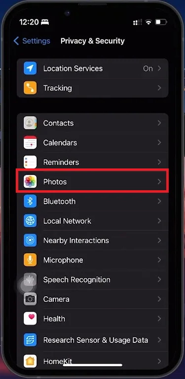 iphone photo privacy settings