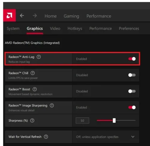 Enable Radeon Anti-Lag