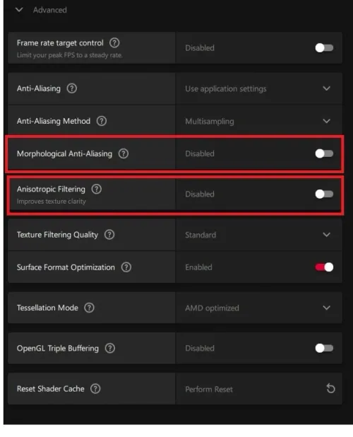 Advanced Graphics Settings